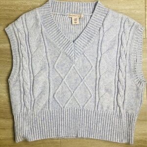Sincerly Jules Pale Blue Cable-Knit V-Neck Sweater Vest